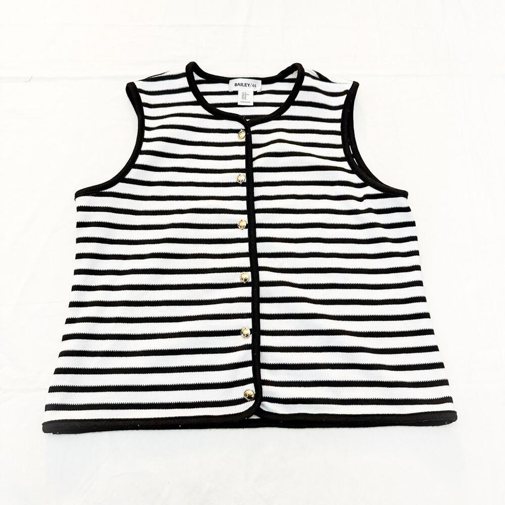Bailey 44 Striped Sleeveless Sweater Vest Button Down Cardigan Gold Size XL